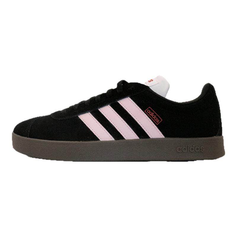 球鞋定制阿迪达斯adidasneoCourt雾野玫瑰黑色T头鞋冬女板鞋黑粉