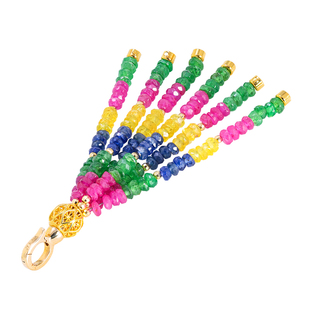 若华珠宝曼城 彩色蓝宝石吊坠18K金项链挂坠彩宝流苏挂扣配件定制