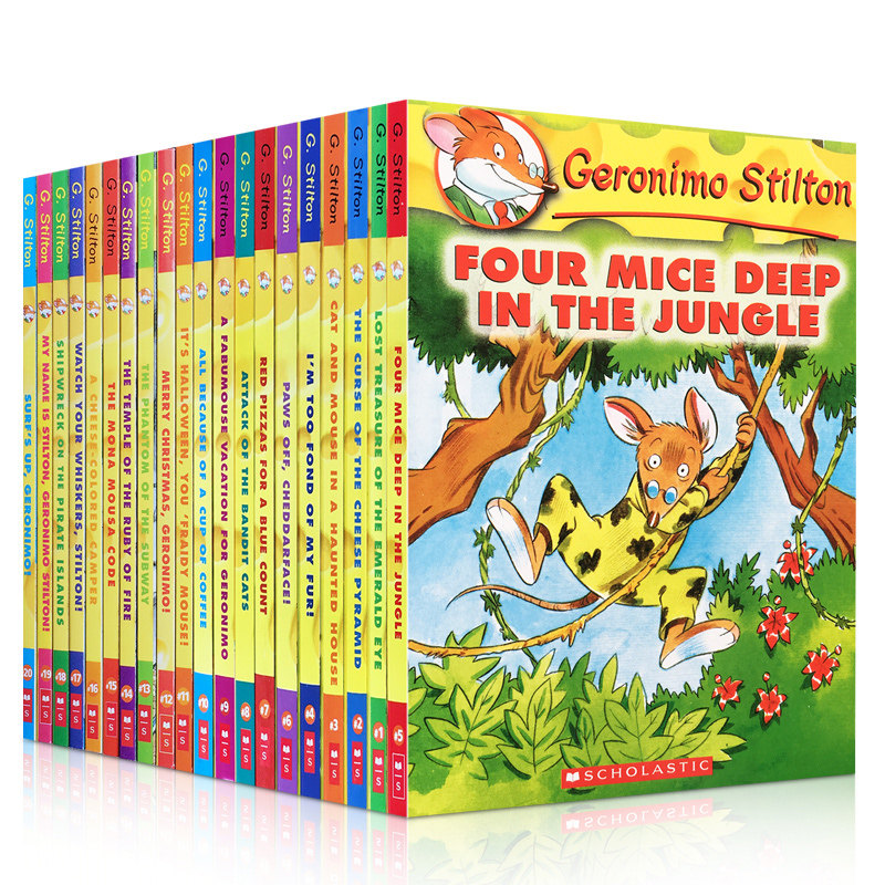 送音频英文原版20册 Geronimo Stilton 老鼠记者1-10-20初级章节桥梁书 彩图漫画青少年冒险小说 6-12岁小学英语故事阅读图书
