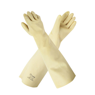 玉蝶防化手套工业耐酸碱白色防滑加厚耐磨劳保车间工厂耐油60cm