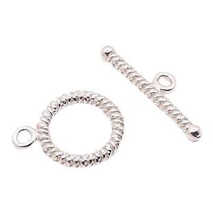 S925纯银光面扭纹OT扣子镀黄金搭扣DIY手链项链收尾扣连接配件