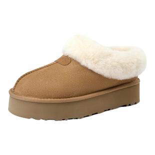 聪子面包雪地靴女低帮加绒保暖羊皮毛一体tazz短筒增高厚底及裸靴