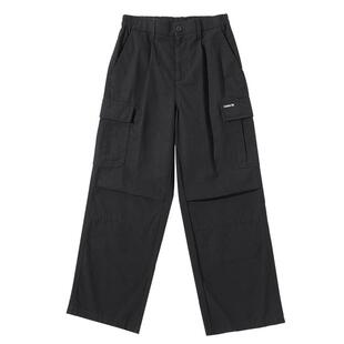 骆驼女装工装裤2026春夏纯棉黑色休闲宽松直筒束脚透气运动长裤子