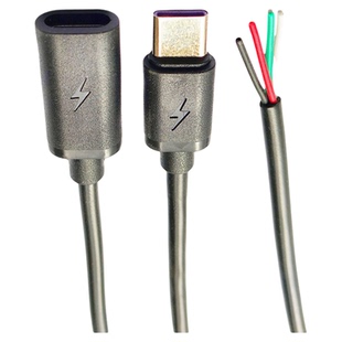 TYPE-C数据线单头tpc公母头线type c母座2芯电源延长线usb线