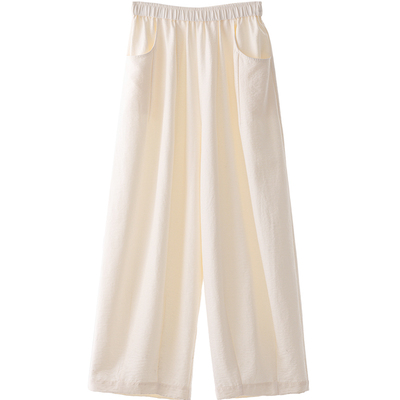 CR温柔奶油松紧腰收脚阔腿九分裤