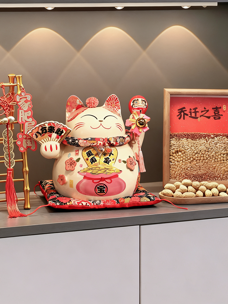 粉色高档招财猫乔迁新居礼物喜庆装饰摆件2025新款开业礼品存钱罐