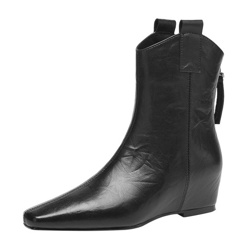 MILLIE'S/妙丽2025新款秋冬复古方头绑带长靴女高筒骑士靴马丁靴Z