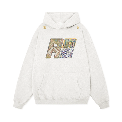 RASP民族风贴布刺绣美式连帽套头卫衣春秋国潮风情侣休闲百搭外套