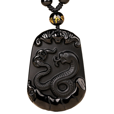 吉照堂天然黑曜石十二生肖吊坠