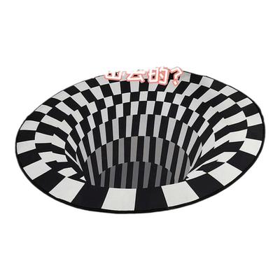 眩晕地毯抖音网红同款3D立体视觉圆形客厅地毯错觉卧室脚垫茶几垫