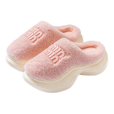 厚底棉拖鞋女款2025新款秋冬季室内家居防滑保暖增高毛毛拖鞋女冬
