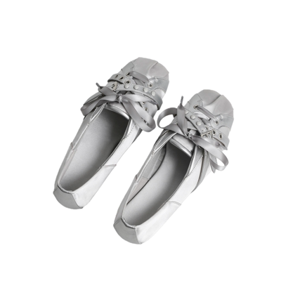 黑色小众设计铆钉芭蕾鞋女配裙子圆头平底单鞋交叉绑带玛丽珍女鞋