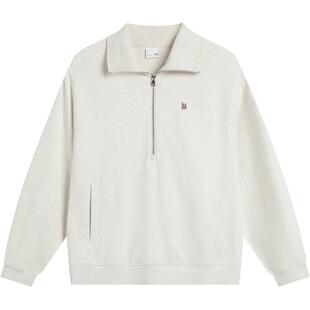 李宁半拉链卫衣女士春季季套头衫长袖翻领宽松女装网球上衣运动服