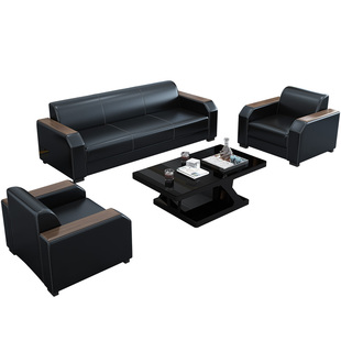 办公沙发 现代简约时尚新中式办公室会客商务接待三人位茶几组合