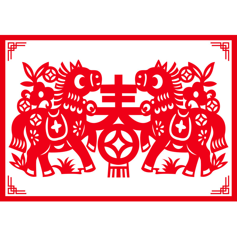 马年窗花剪纸手工非遗diy半成品材料包新年对称图案初学工具套装