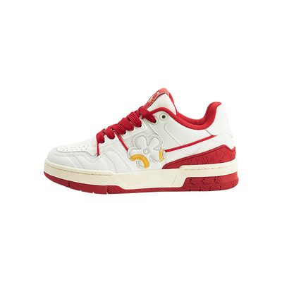 We flower小花鞋幸运红冬季皮面男女同款厚底耐磨皮面运动休闲鞋