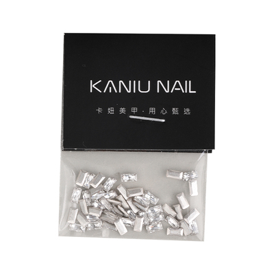 卡妞新款爆闪香槟色长条美甲锆石