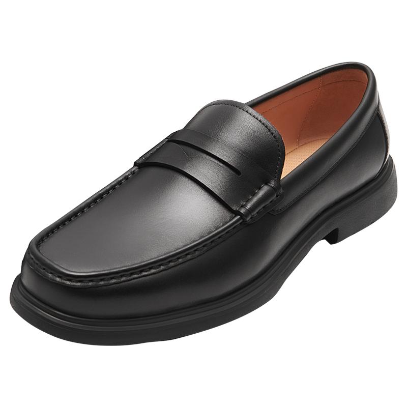 莱尔斯丹新款商务真皮舒适圆头休闲男士乐福鞋63102