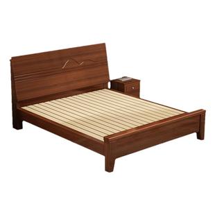 胡桃色实木床1.5米主卧双人床中式床1.8m家用1.2单人床出租房床架