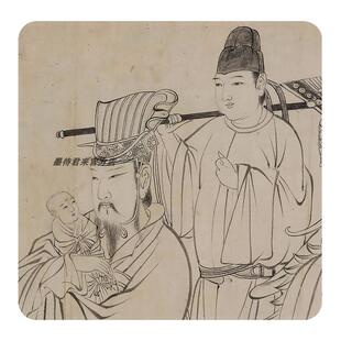 吴道子《送子天王图》高清微喷原大复制品人物画水墨白描临摹字画
