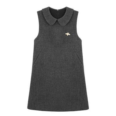 柒院家大码法式娃娃领背心连衣裙