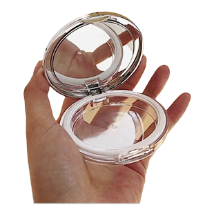 泡芙水滴三角气垫粉扑收纳盒便携超薄翻盖防尘收纳盒子空盒带镜子