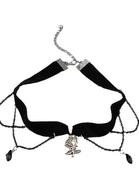 复古玫瑰花项链暗黑项圈女Lolita