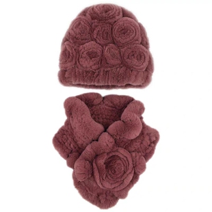 皮草帽子老太太帽子冬季女款真獭兔毛妈妈奶奶帽中老年人保暖围巾