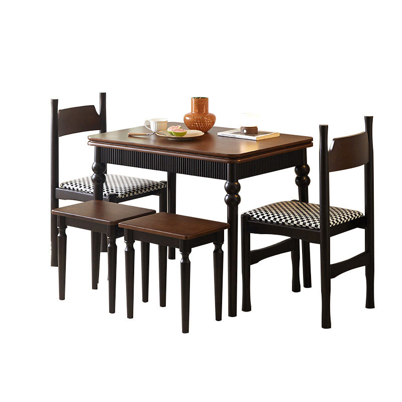 中古折叠餐桌组合椅伸缩实木桌椅