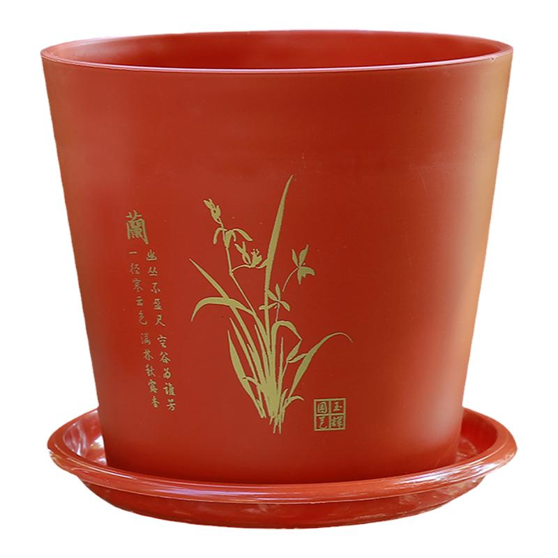 树脂花盆加厚耐用创意家用园艺塑料盆室内盆栽绿植花器带托盘包邮