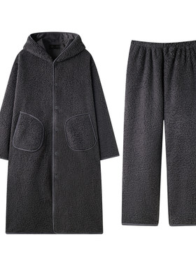 曼系男士羊羔绒简约睡衣家居服