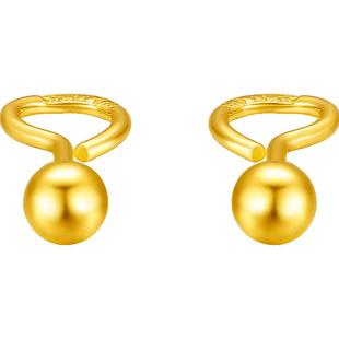 周六福黄金耳饰足金计价小圆珠光圈耳饰送女友新年礼物