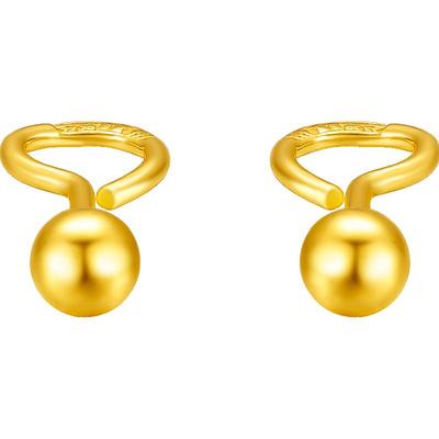 周六福黄金耳饰足金计价小圆珠光圈耳饰送女友新年礼物