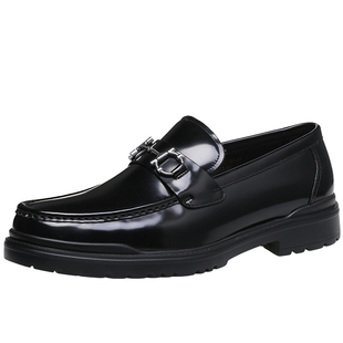 金利来男鞋春秋季商务休闲鞋套脚真皮厚底增高皮鞋男182930078