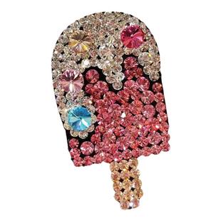 米龙原创设计满钻镶嵌皮料软底可爱雪糕碎发刘海侧边夹发夹发饰