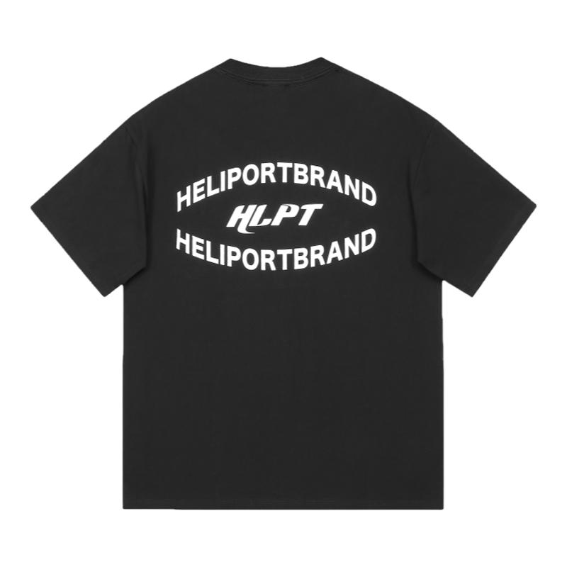 HELIPORT停机坪环绕字体短袖印花纯棉运动潮牌男女宽松T恤夏tee