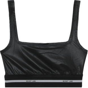 IT HELMUT LANG女装皮革感运动内衣新款辣妹修身短款胸衣6H1510XL