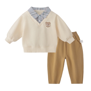 [7A抗菌]男童套装2026新款帅气时髦男小童衣服宝宝春季儿童两件套