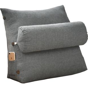 日式水洗棉床头板靠垫软包护腰床上靠枕三角沙发大靠背垫可拆洗