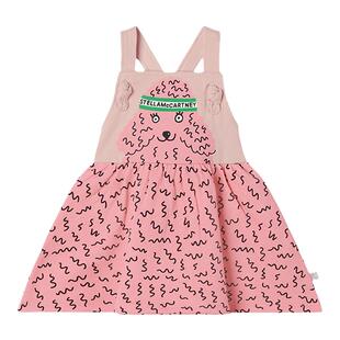 RollingKids 女童可爱甜美浅粉色无袖背带连衣裙春秋