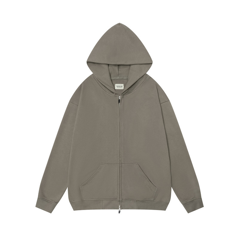 FEAR OF GOD FOG复线ESSENTIALS高街拉链秋季纯色连帽男女卫衣男