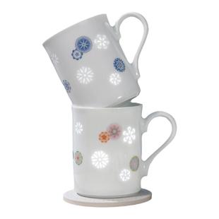 富玉景德镇陶瓷青花玲珑杯子情侣款一对创意水杯女士高档精致礼盒