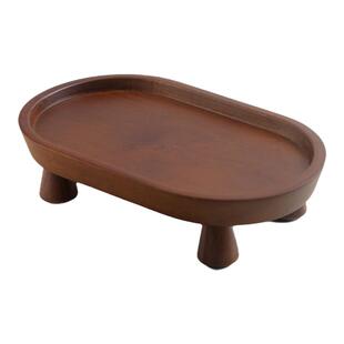 胡桃木色戒指展示架高级饰品珠宝店陈列展示盘高脚展示盘木托盘