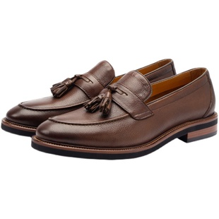 2025夏季皮鞋男真皮英伦厚底百搭懒人鞋一脚蹬豆豆鞋流苏乐福鞋男