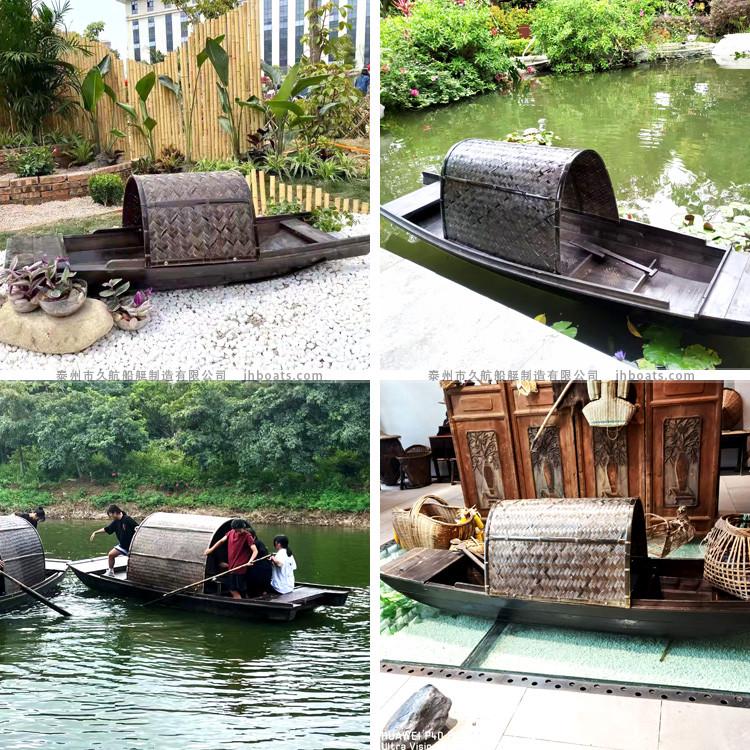 仿古乌篷船摄影吊顶婚庆道具装饰小木船酒店餐饮观光旅游摇橹渔船