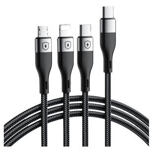 能适typec一拖三PD快充三合一数据线车载专用适用苹果华为oppo小米vivo安卓手机通用USB接口充电线器多头车充