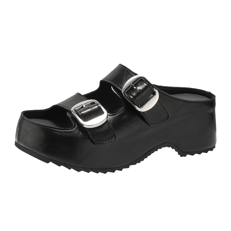 星期六女鞋厚底黑色拖鞋2026新款夏季外穿一字拖一脚蹬配裙子凉拖