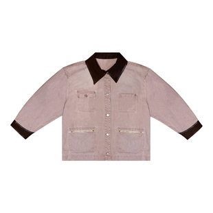 CIZZLEMORE 脏染洗水粉牛仔多口袋工装巴恩风外套+半身裙两件套