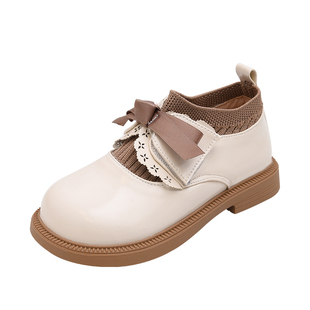 女童黑色真皮公主鞋2025春秋新款小女孩加绒小皮鞋演出鞋子秋冬款