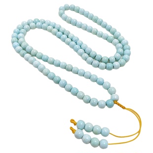 精品天然湖北原矿绿松石老型珠款佛珠链 男女款高端绿松手串饰品